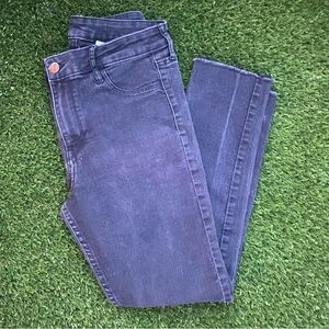 NWOT &denim Raw Edge Straight Regular Waist Ankle Denim Jean Black 29 Stretch